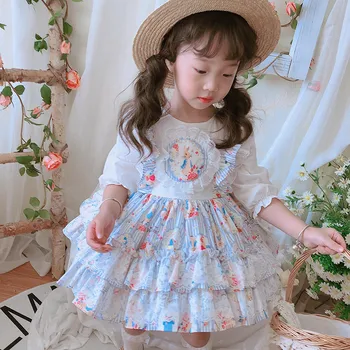 Mergina Apeigų Suknelės 2021 M. Derliaus Princesė Merginos Saldus Lolita Cute Komplektai Kūdikių Mergaitės, Vestidos 3 4 5 6 7Y