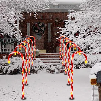 Saulės Energijos Šviesa String Kalėdų Saldainiai Cukranendrių Šviesos Lauko Šiltas LED Sode Žemės Plug Ramentas Naujųjų Metų Kalėdų Dekoro