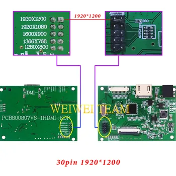 30 Pin Edp LCD Vairuotojo Lenta PCB-800807V1 V6 1 EDP Ekrano Rezoliucija 1920*1200 1920*1080 1600*900 1366*768 1280*800