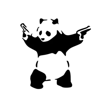 Karšto Pardavimo 13 cm x 13 cm Panda Su Šautuvus Meno Automobilio Lipdukas Atspindintis Vinilo automobilių stilius aplinkosaugos ¾enklelis,atsparus vandeniui