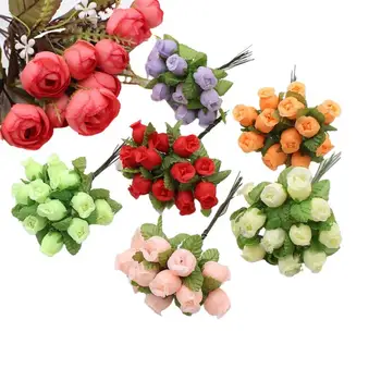 12Pcs Rose Šilko Dirbtinių Gėlių Puokštė 