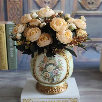 Aukštos Kokybės Šilko gėlių Europos 1 Puokštė Dirbtinės Gėlės Rudenį Ryškus Bijūnas Netikrą Lapų Vestuvių Šalies Namų Dekoravimo Reikmenys