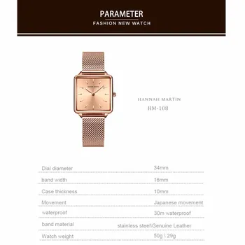 Hannah Martin 2020 Naujas Ponios Žiūrėti Prabangos Prekės Kvarcinis Laikrodis Moterims Laikrodžiai Dovanos Moterims Plieno Dirželis Laikrodis Reloj Mujer