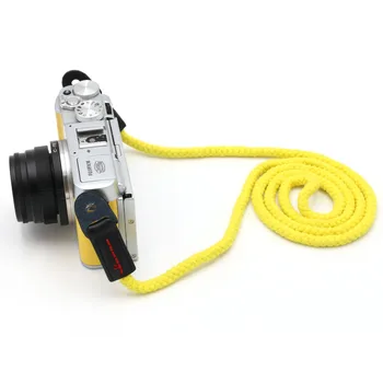 Naujas atvykti geltona Ilgą virvę austas dirželis per petį nekilnojamojo odos Medvilnės visiems fotoaparatas