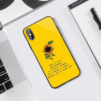 Gražus geltona saulėgrąžų Telefono Atvejais Grūdintas stiklas iphone 5C 6 6S 7 8 plus X XS XR 11 PRO MAX