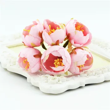30pcs/daug 3cm Dirbtinės Gėlės Pumpuras Modeliavimas Gėlės Mažų Šilko Audinio Arbatos Rožės 