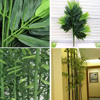 10vnt Bambuko Lapų Dekoracija Dirbtinis Plastiko Bambuko Lapų Namų Augalų Modeliavimo Office Meno Netikrą Imituojamas Filialai