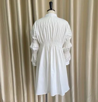 Moterų Suknelė Marškinėliai Prarasti Mygtuką Iki Žibinto Rankovėmis Balta Raudona Negabaritinių Moterų, O Kaklo Afrikos Suknelė Patenka 2022 Moterų Mados Nauja