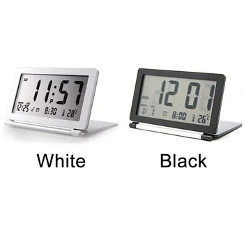 Silent Skaitmeninis Mini Temperatūra Kalendorius Home Office LCD Ekranas Žadintuvas Stalas, Elektroniniai Kelionės Flip Folding