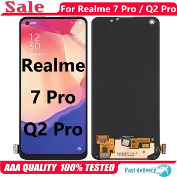 Originalus AMOLED Ekranas Realme Q2 Pro 5G RMX2173 LCD Jutiklinis Ekranas skaitmeninis keitiklis Asamblėjos Realme 7 Pro RMX2170 LCD Skydelis