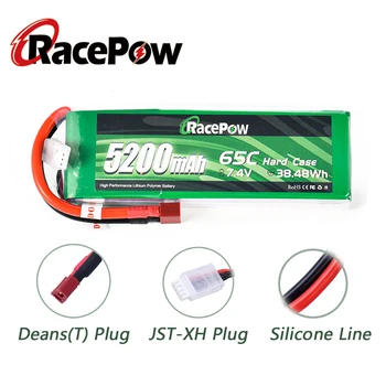 RacePow 5200mAh 7.4 V 2S 65C RC Lipo Baterijos su T Dekanai Kištukas RC Automobilių Drone Sraigtasparnis RC dalys, Įkraunama baterija, 2 vienetai