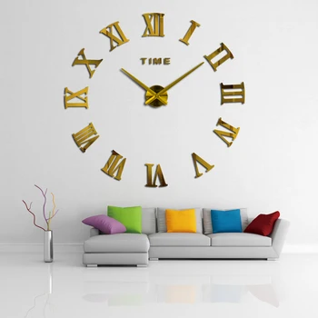 Naujų namų puošybai sieninis laikrodis Kvarcinis Metalo veidrodėlis, sieniniai laikrodžiai mados asmenybės 