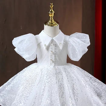Blizgučiai Mergina Dress Gimtadienio vakarėlio Princesė Dress Vaikų Krikšto suknelė 