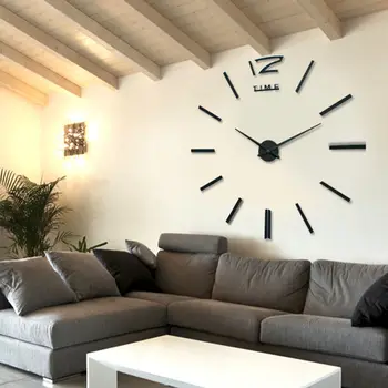 3D Didelis Sieninis Laikrodis Veidrodėliai Lipdukas Didelis Žiūrėti Lipdukas Namų Dekoro Unikali Dovana 