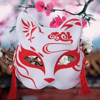 Japonų Anime Pusė Veido Maskuotis Lapės Festivalio Kaukės Helovinas Šalis Rave Cosplay Rekvizitai Suaugusiųjų Vyrų Moterų
