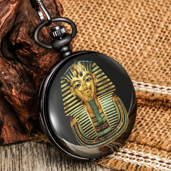 Egipto Pharaons Modelis Kišeninio Laikrodžio su Stora Grandine Lydinio Atveju Kvarco Pakabutis Žiūrėti Dovana dovana Tėvo Senelis