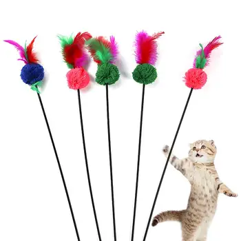 Katė Interaktyvus Žaislas Stick Plunksnų Lazdele, Vilnonių Kamuolys, Žaislai, Dirbtinės Plastikinės Spalvinga Katė Kibinimas Žaislas Prekes