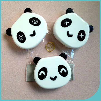 Mielas Balta Spalva Panda Turėtojas Kontaktinių Lęšių Atveju su Veidrodžiu Nešiojami Kontaktiniai Lęšiai Dovanų Dėžutė