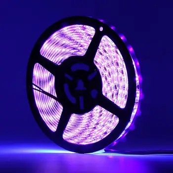 UV Ultravioletiniai 2835 SMD LED Šviesos Juostelės Vandeniui 5M Raudonos Juostelės Lanksti Juosta Lempos DC12V Už DJ Fluorescencijos
