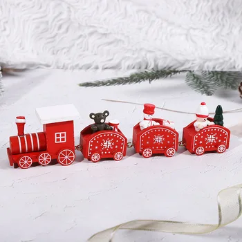 Kalėdų Dekoro Medinis Traukinio Raudona Žalia Balta Traukinio Žaislų Papuošalai Kalėdų Šalis Dekoro Atostogų Dovanos