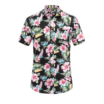 Dioufond Havajų Vyrų Marškinėliai Prekės Gėlių Spausdinti Mens Vasaros Marškinėliai Streetwear Prarasti Atsitiktinis Trumpomis Rankovėmis Shirt Mens Viršūnes 2019