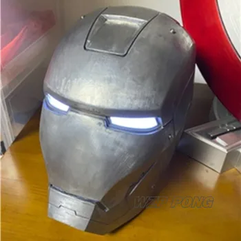 Keršytojas Super Herojus Geležinis Žmogus MK2 Šalmas Metalo 1/1 LED Žibintai, Cosplay puošnus Modelis Veiksmų Skaičius, Modelis Žaislą Dovanų