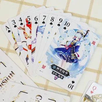 54 Vnt/set Anime Genshin Poveikio Klee Kamisato Ayaka Pokerio Kortas, Popieriaus Žaislas Žaisti Kortele Šalies stalo Žaidimas Surinkimo žaislai Dovana