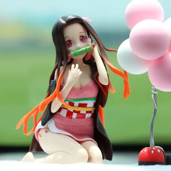 Anime Demon Slayer Kamado Tanjirou Valgyti Ryžių Kamuoliukus PVC mergina lėlės Veiksmų Skaičius, Premium Chokonose Pav Mergaitėms Modelis Žaislai