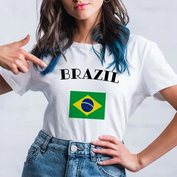 Brazilija Žemėlapyje, Grafinio T Shirts Estetinės Drabužius 2021 M. Vasarą Moterys Negabaritinių Trumpas Rankovės Hipster Baltos Viršų Miesto Atsitiktinis Atitikimo
