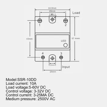 DC-DC vienfazis (Solid State Relay Tiesioginės srovės SSR Modulis DD Įėjimo Įtampa 3-32VDC 5-60VDC Išėjimo Apkrova
