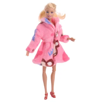 Sumaišykite Lėlės Kailis Žiemą Flanelė Kailis Pūkuotas Chalatas, Suknelė Drabužius, kurie Tinka Barbies Lėlės Žaislas 11.8 colių. Priedai Daug spalvų Apranga