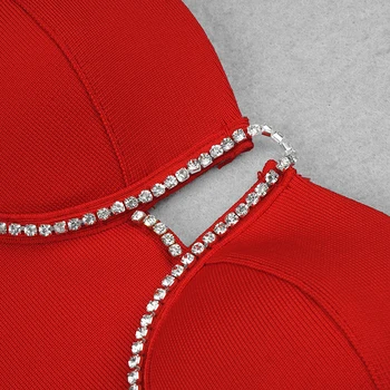 Aukščiausios Kokybės Mados Raudona Seksualus Velniop Kaklo Backless Deimantų Dizaineris Elegantiškas Vakare Šalies Tvarstis Suknelė