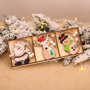 9 vnt/dėžutėje Kalėdų automobilių medinis pakabukas Kalėdų eglučių papuošalai, Kalėdų papuošalai vaikų dovanos Noel Navidad apdaila