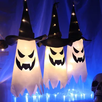 LED Wizard Hat baterijomis, Helovinas Vaiduoklis Veido String Dvasios Lempos Anterns Kaladėlė Šviesiai Kalėdų Vakarėlį Atostogų Apdaila