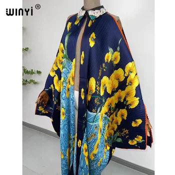 WINYI sukienka Mados Vasaros Suknelė kimono Afrikos nemokamai Dydis Moterų gniuždymo Gėlių Spausdinti Elegantiškas Atsitiktinis Atostogų Prarasti Suknelės