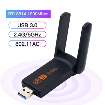 USB WiFi Adapteris 1900Mbps dviejų dažnių Belaidžio ryšio Imtuvas Win7/8/10 Mac OS Tinklo Kortelė Su Antenų KOMPIUTERIS/Nešiojamas/Desktop
