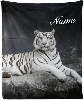Asmeninį Antklodė su Pavadinimas Užsakymą Kietas Tigras Minkštos Vilnos Mesti Antklodę, už Lovą, Sofą (50 X 60 cm)