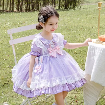 2021 Vasaros Kūdikių Mergaičių ispanijos Suknelės Girl Lolita Princess Violetinė Suknelė Kūdikio Gimtadienio Kamuolys LHT024